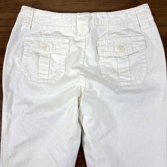 Christopher & Banks Womens White 100% Cotton Utility Straight Leg Crop Pants 8‎ - Picture 4 of 7